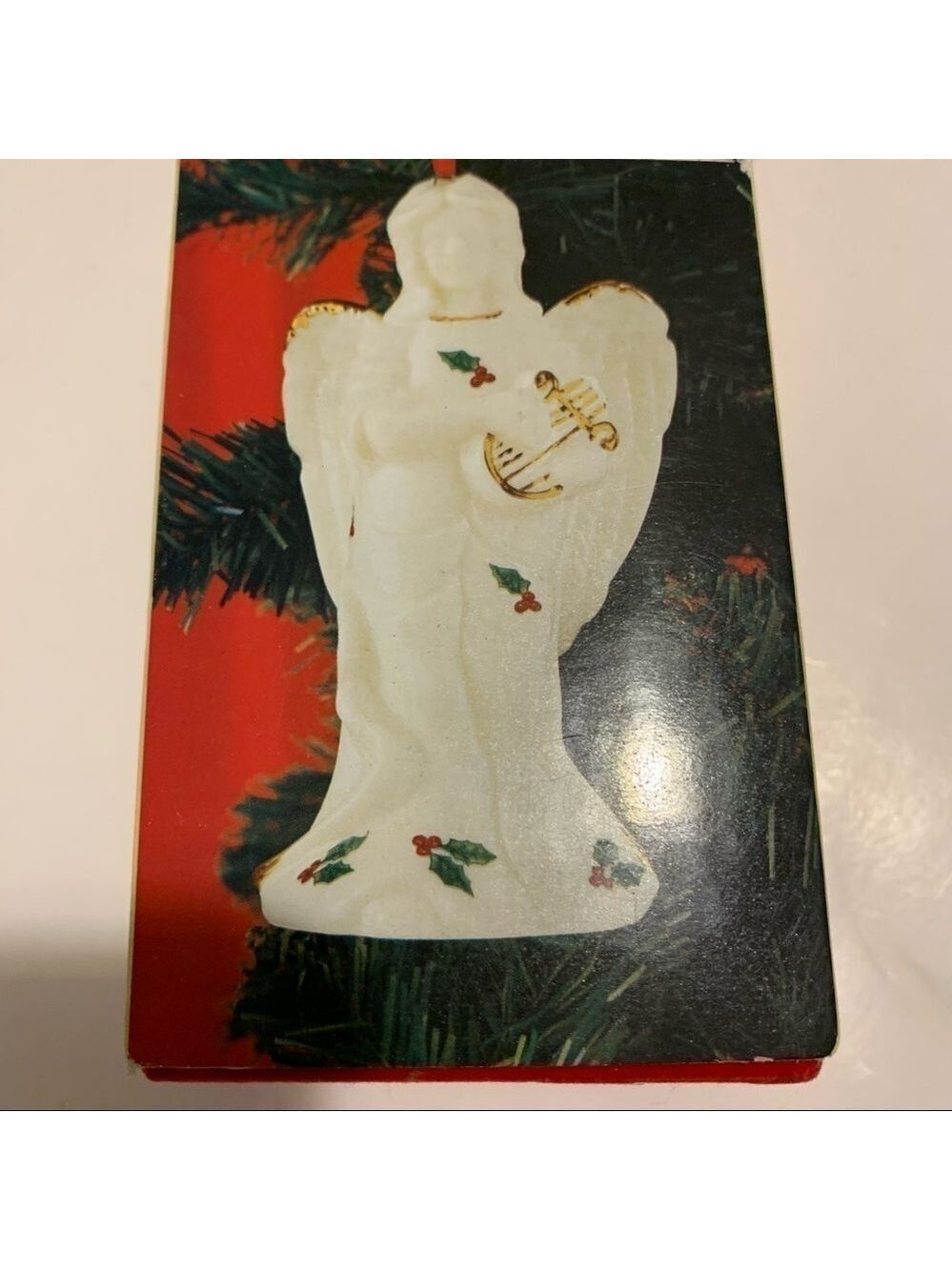 Vintage musical angel ornament ivory and gold - Picture 3 of 9